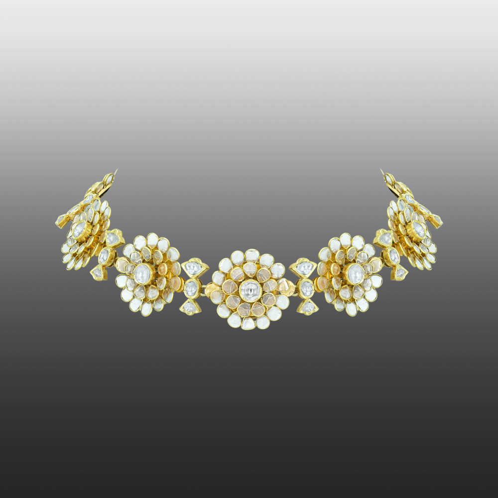 Floral Polki Pachi Necklace with Elegant Detailing